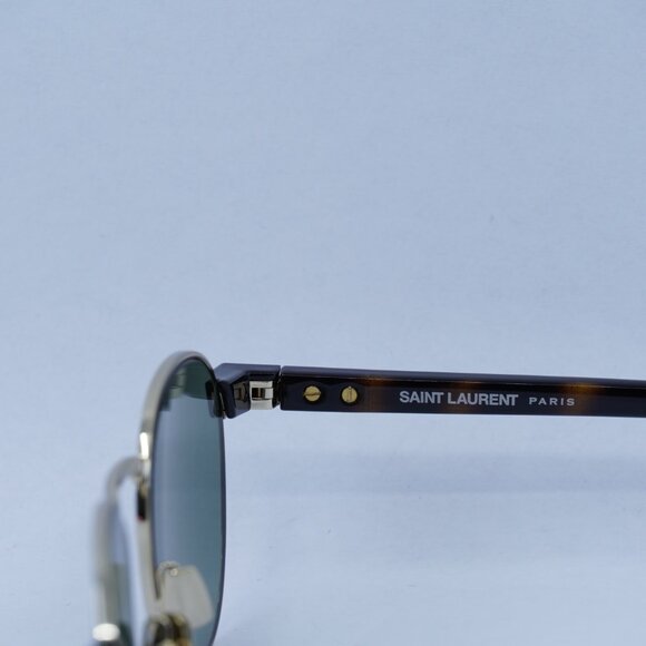 Saint Laurent SL707 002 Sunglasses Gold/Havana Round Frame, Green Lenses - Picture 7 of 12